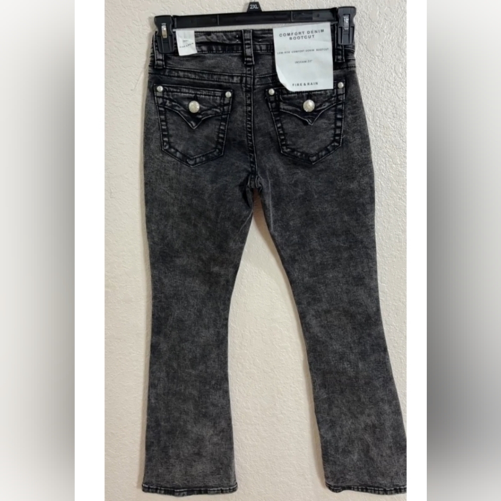 FIRE & RAIN,Low-Rise Confort Denim Bootcut,Size 7/28,Women's Black Jeans